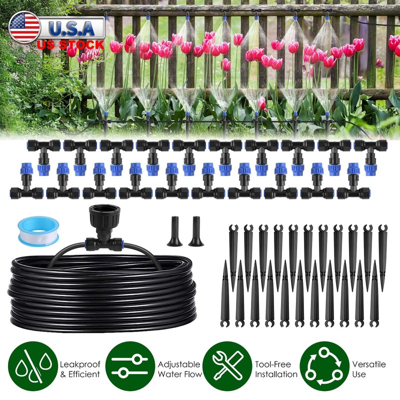 75Ft Drip Irrigation Kit Automatic Watering System with 20pcs Adjustable Nozzle gallery