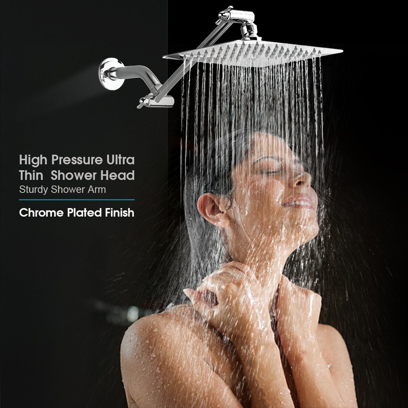 New Rain Shower Head with 10'' Adjustable Extension Arm Combo-Chrome BAS1830-01 gallery