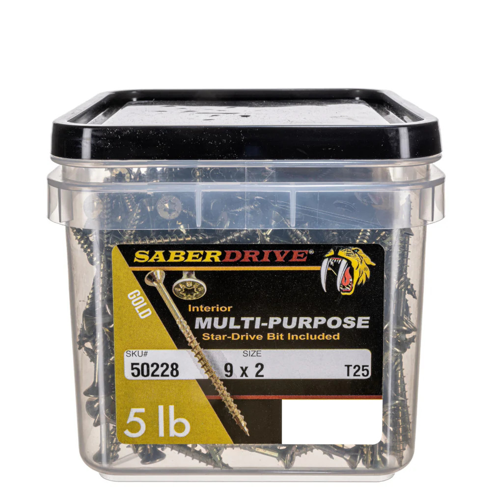 9 x 2" Star Drive Gold SaberDrive® Multi-Purpose Screws 5 lb. Tub (595 pcs.) gallery