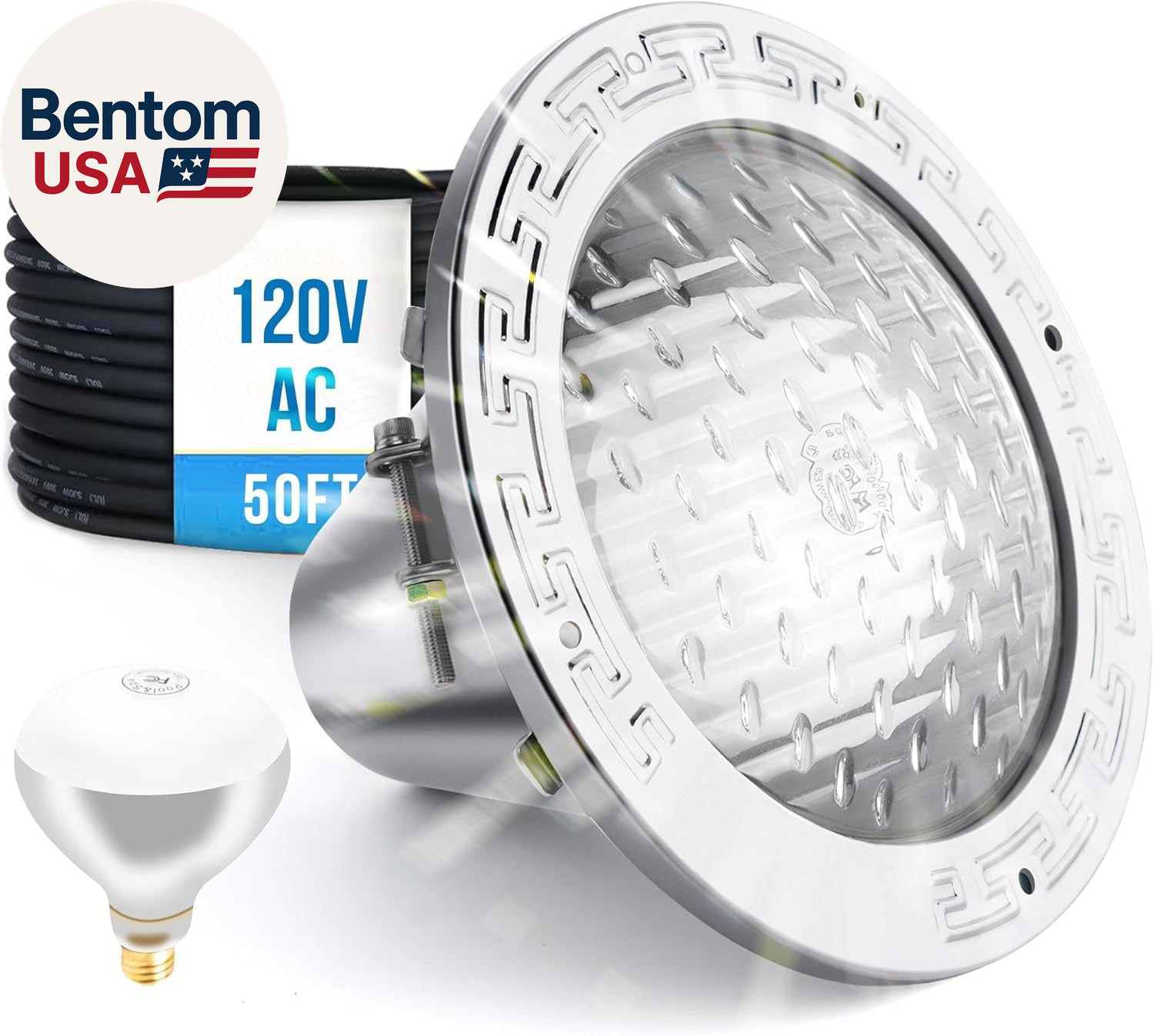 120V 10-Inch Waterproof Pool Light for Inground Pools – IP68 Rated, Includes 2 X gallery