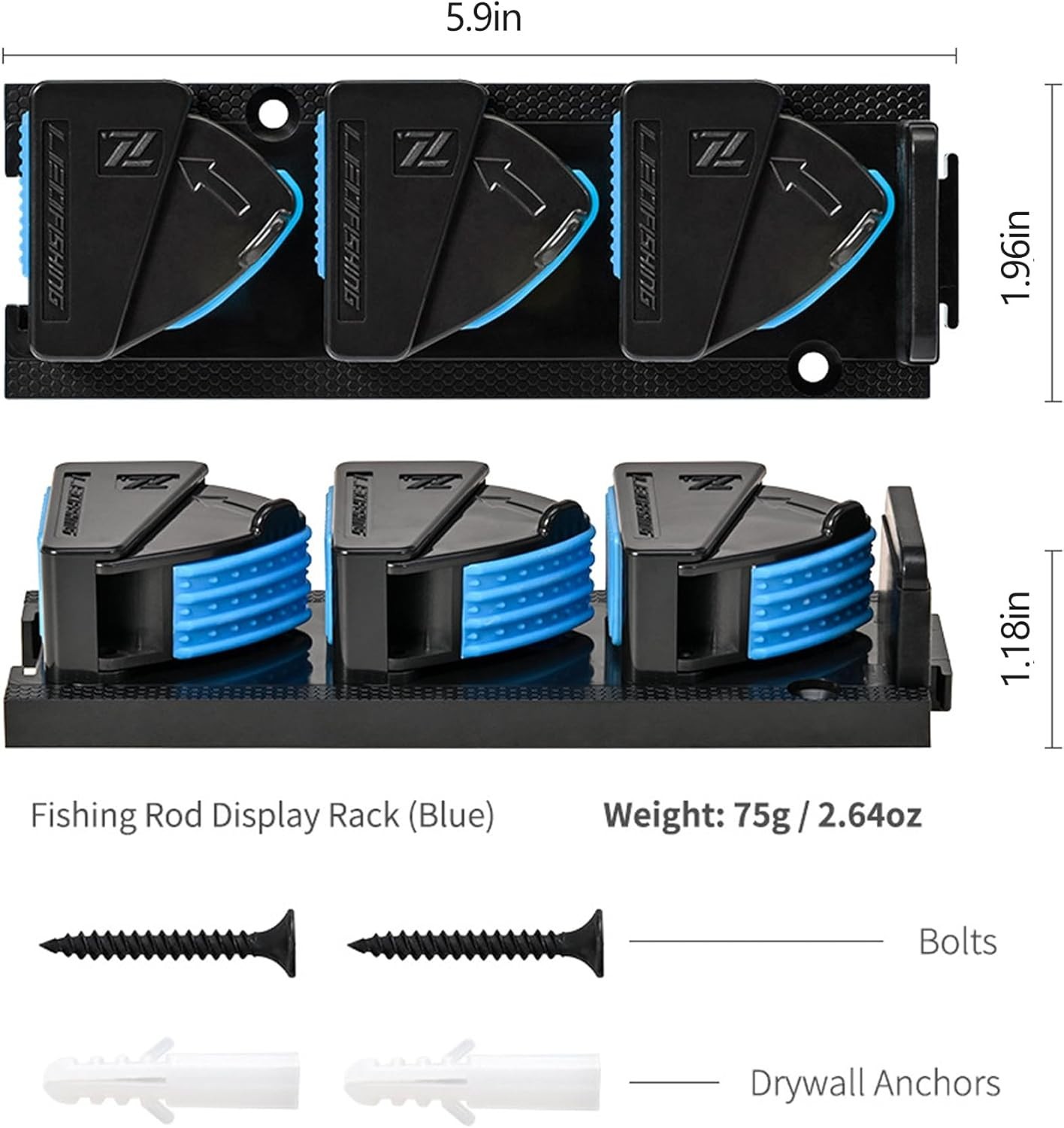 Fishing Rod Holder Vertical, Fishing Pole Holders for Garage, Fits 3-19mm Rod Di gallery
