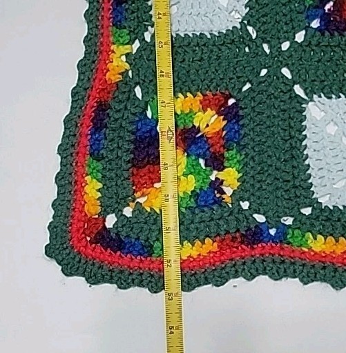 Crocheted Afghan, Handmade Granny Square, Primary Color Green, 36 X 52 gallery