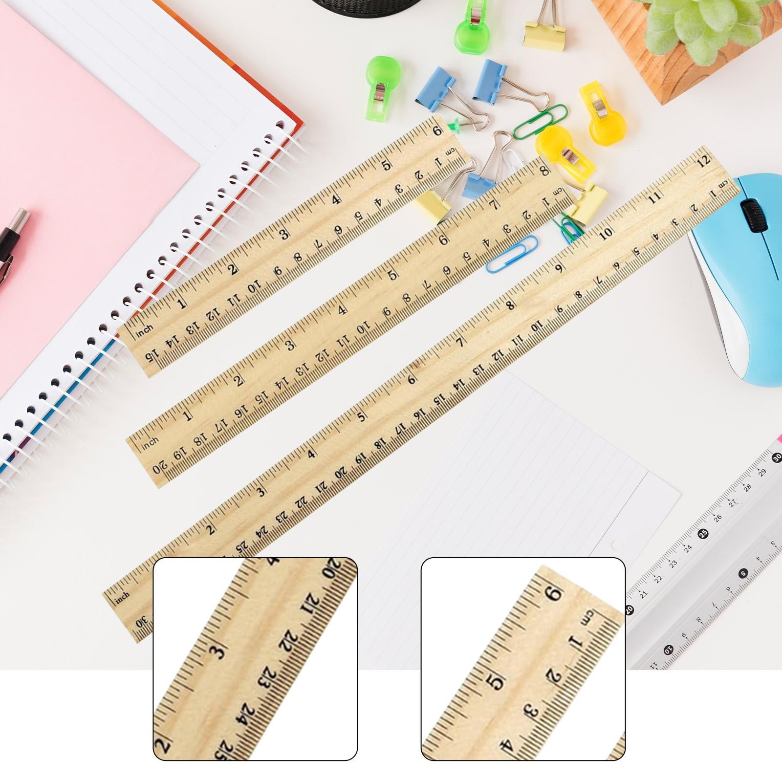 3Pcs Wooden Ruler Straight Ruler Easy Read Markings 15cm 30cm 20cm Measuring gallery