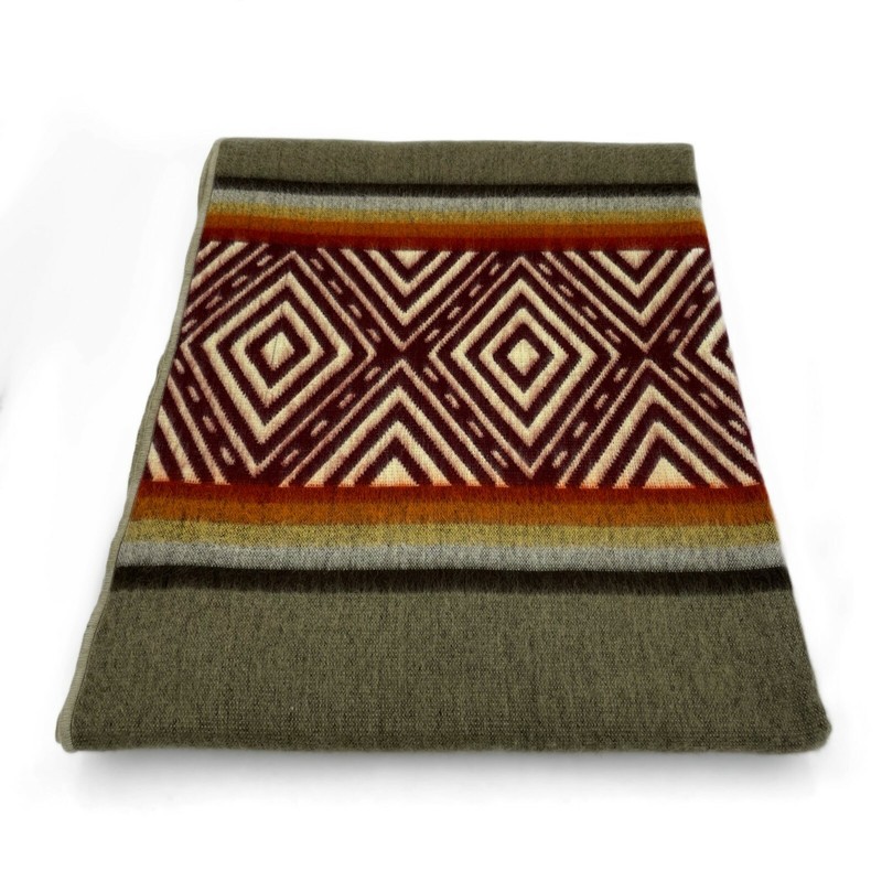 EXTRA LARGE SOFT & WARM ALPACA WOOL BLANKET 79x90" AZTEC PATTERN GRAY gallery