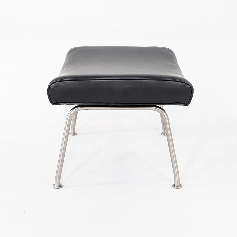 2020s Hans Wegner for Carl Hansen CH446 Footstool Reupholstered Black Leather gallery