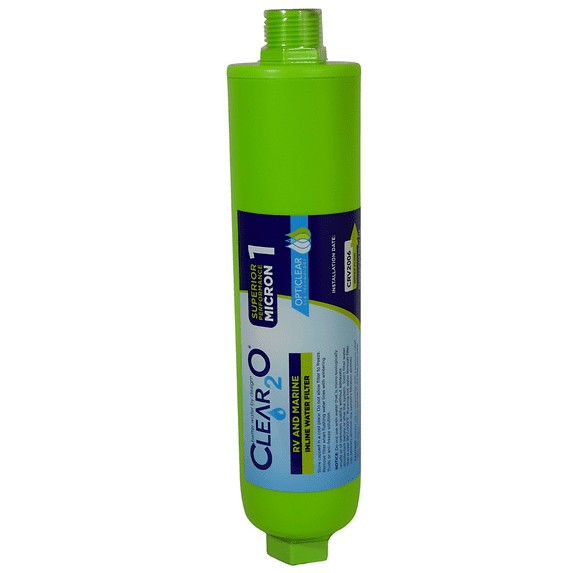 Inline Water Filter 1 Micron Carbon Block RV Marine Reduced Contaminants Odor