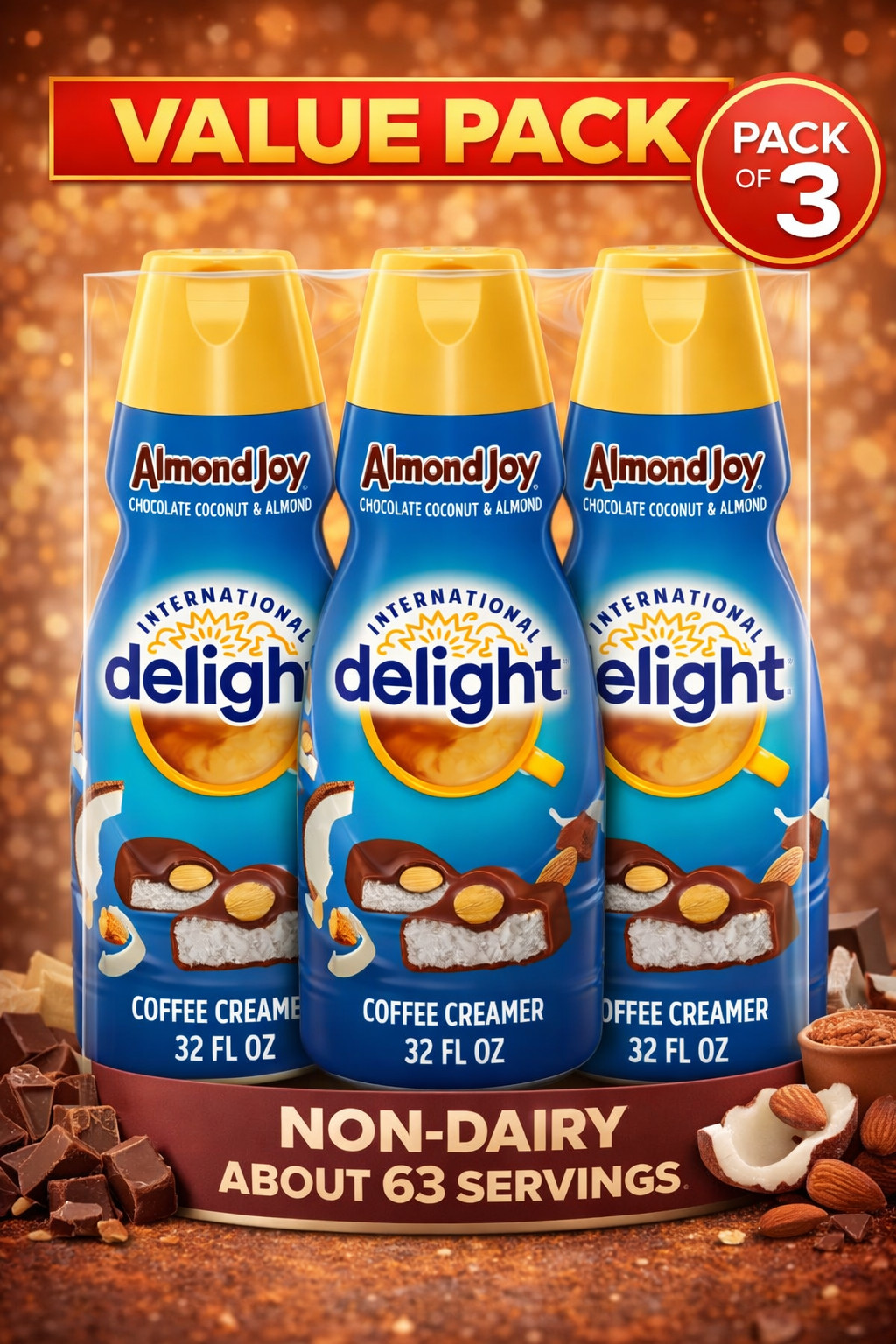 International Delight ALMOND JOY Coffee Creamer, 32 fl oz Bottle 3 packs gallery