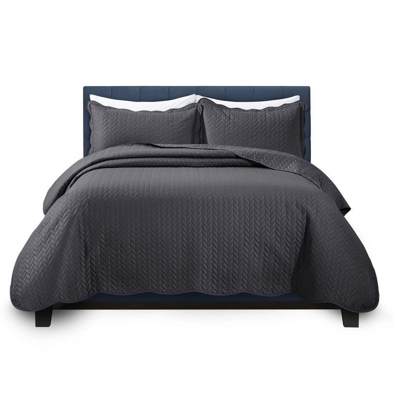3 Piece Quilted Bedspread Queen King Size Ultra Soft Coverlet Embossed Bed Throw gallery