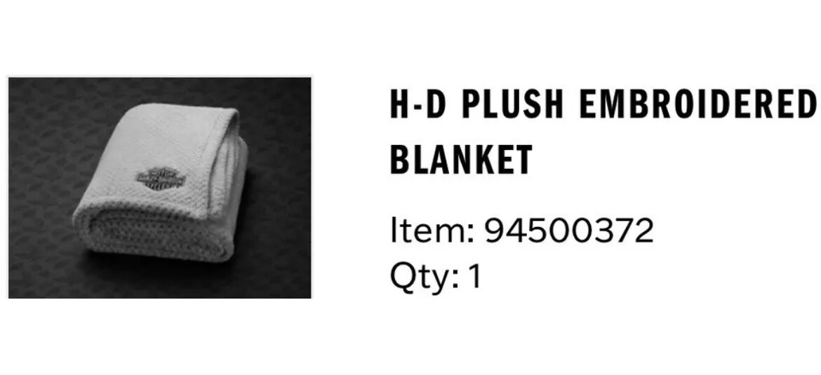 NEW 2023 HARLEY DAVIDSON PLUSH SOFT GREY GRAY 50" x 60" EMBROIDERED BLANKET gallery