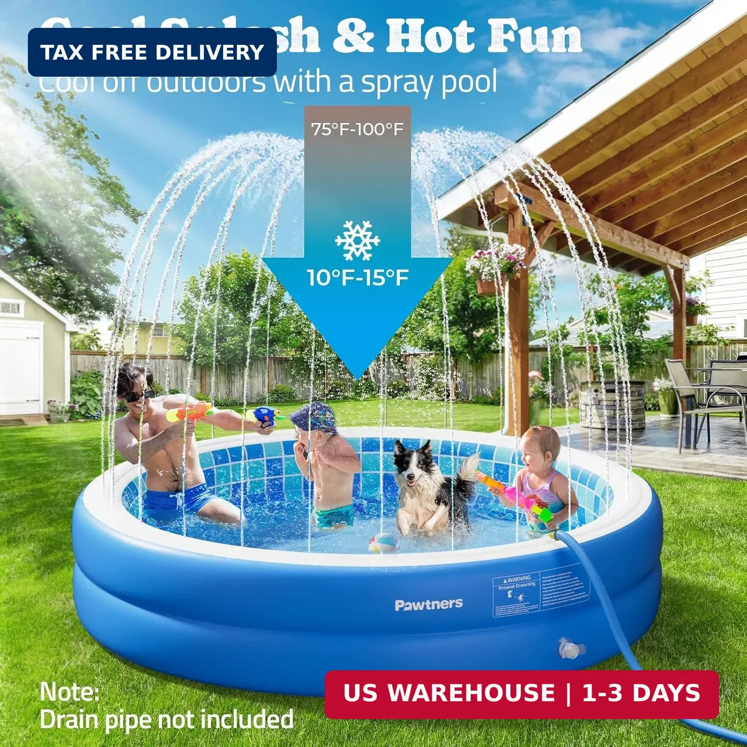 Inflatable Pool for Kids, Non-Slip Sprinkler Splash Pad for Backyard, Thickened gallery