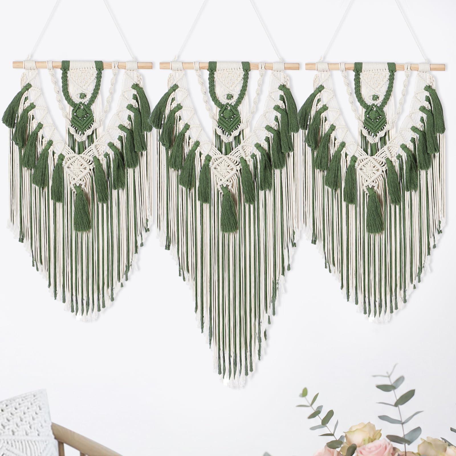 Fiwochic Large Boho Macrame Wall Hanging Wall Decor Bohemian Woven Handmade T... gallery