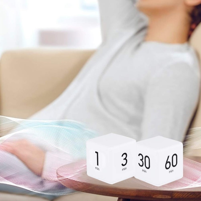 Cube Timer - 5, 15, 30 & 60 Min for Time Management (White) Kitchen & White gallery