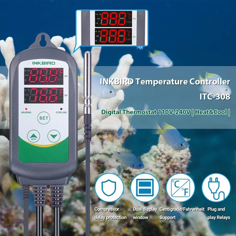 Inkbird Heating Cooling Temperature Controller Pre-wired Thermostat -58~248 °F gallery