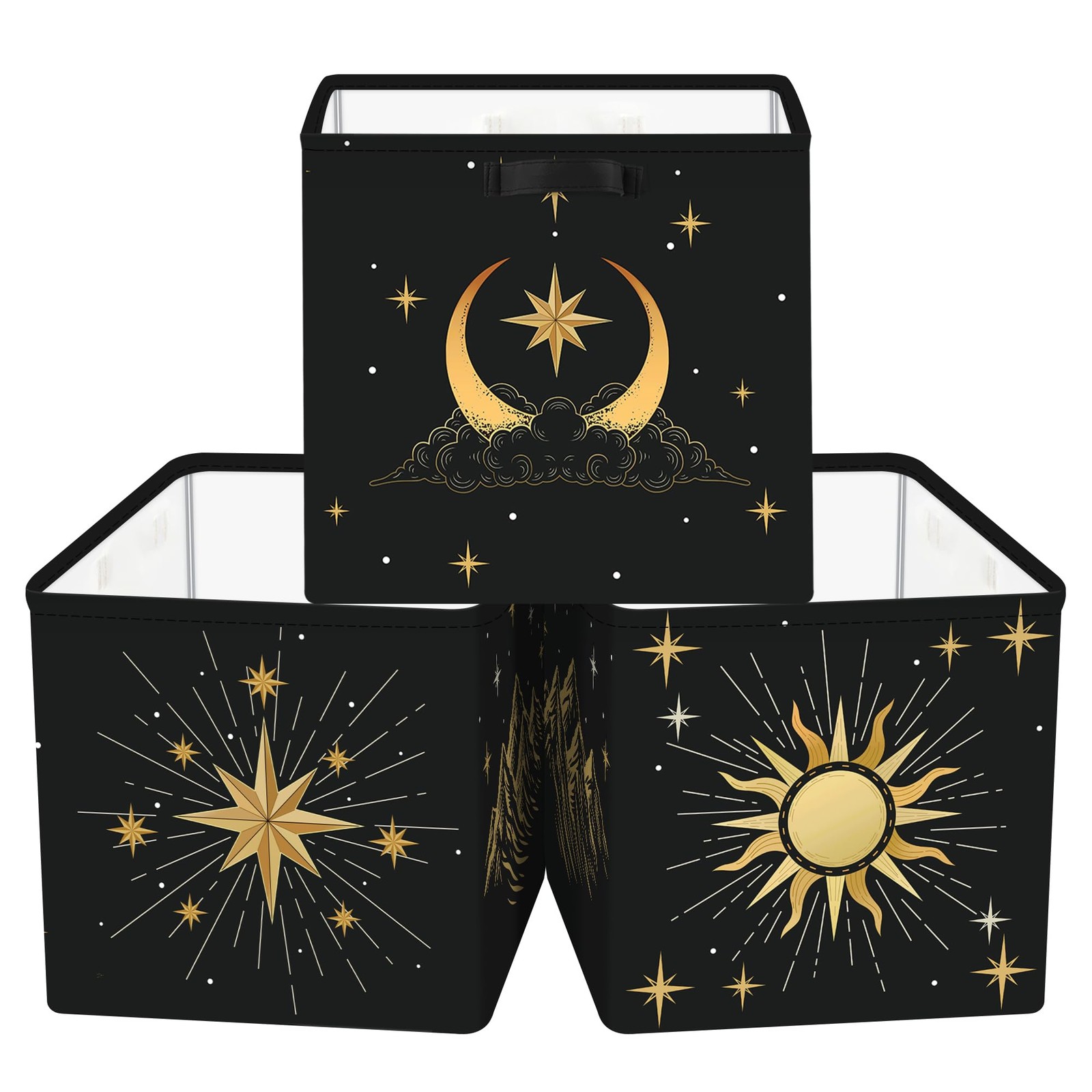 11.8"Sun Moon Celestial Storage Cube Organizer Set 3Pcs Clothes Basket Bin gallery