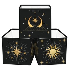 11.8″Sun Moon Celestial Storage Cube Organizer Set 3Pcs Clothes Basket Bin