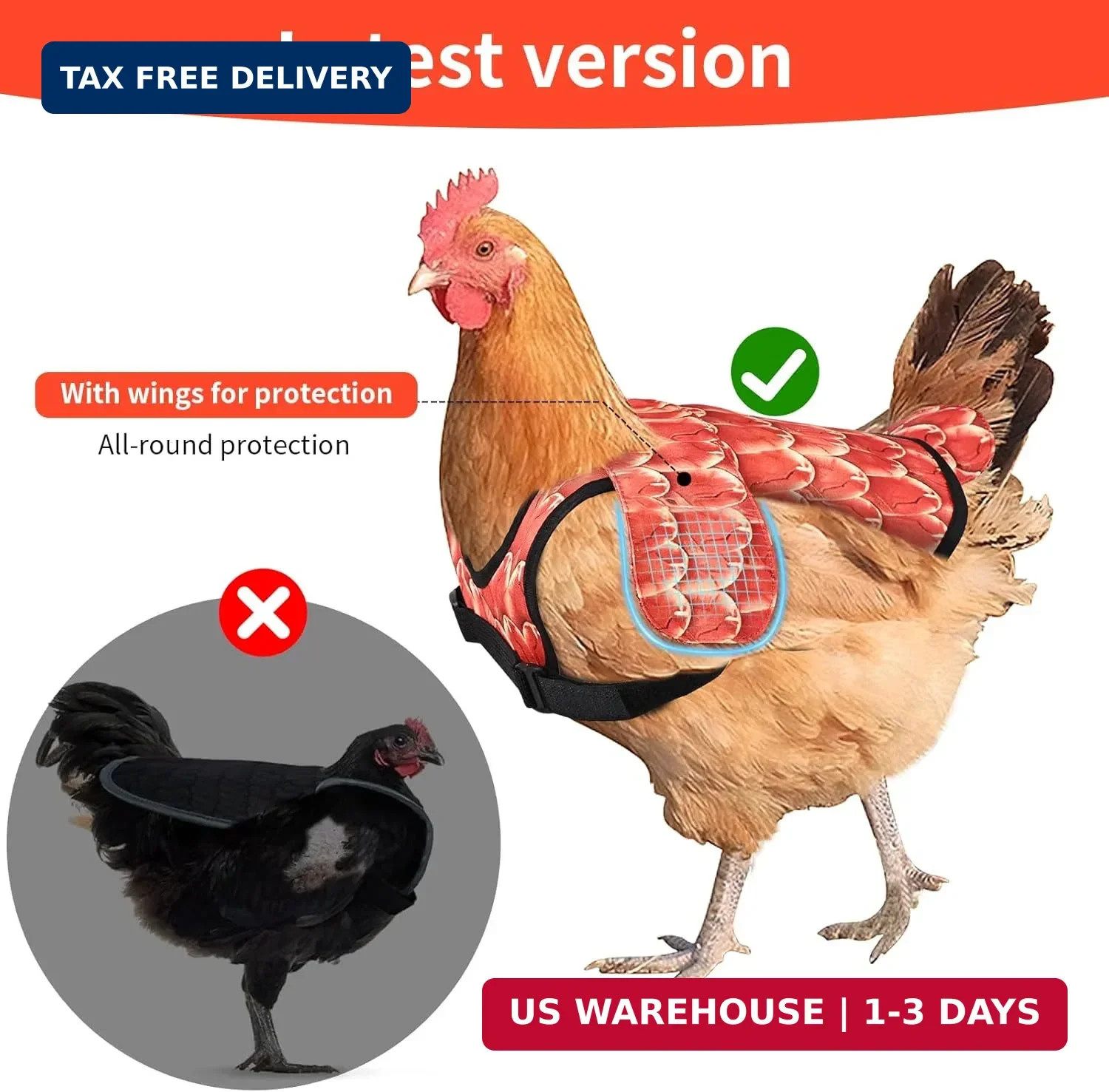 Chicken Saddles for hens, Chicken Apron Back Protector for Hens with Adjustable gallery