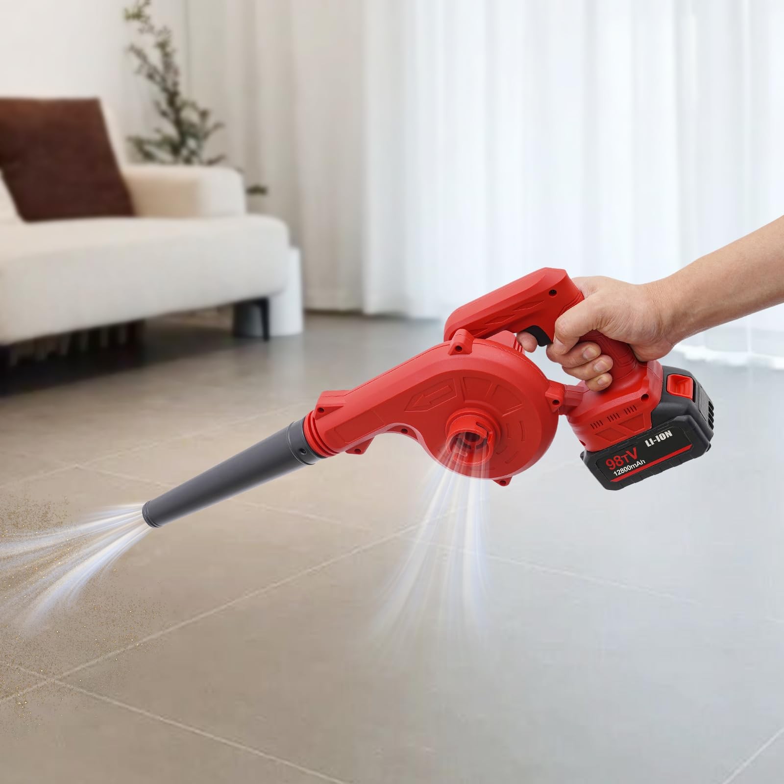 800W Battery Powered Cordless Leaf Blower, 6000-8000rpm Suction Blowing Machine gallery