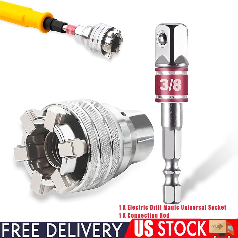 10-19mm Universal Socket Tool Adjustable Multifunction Wrench Sleeve US gallery