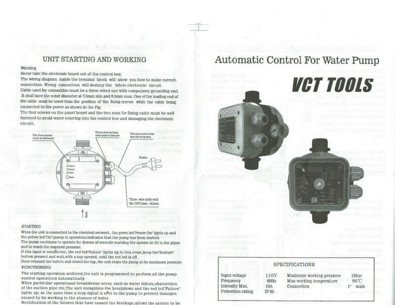 VCT Automatic Water Pump Pressure Controller Electronic Pressure Switch.145PSI gallery