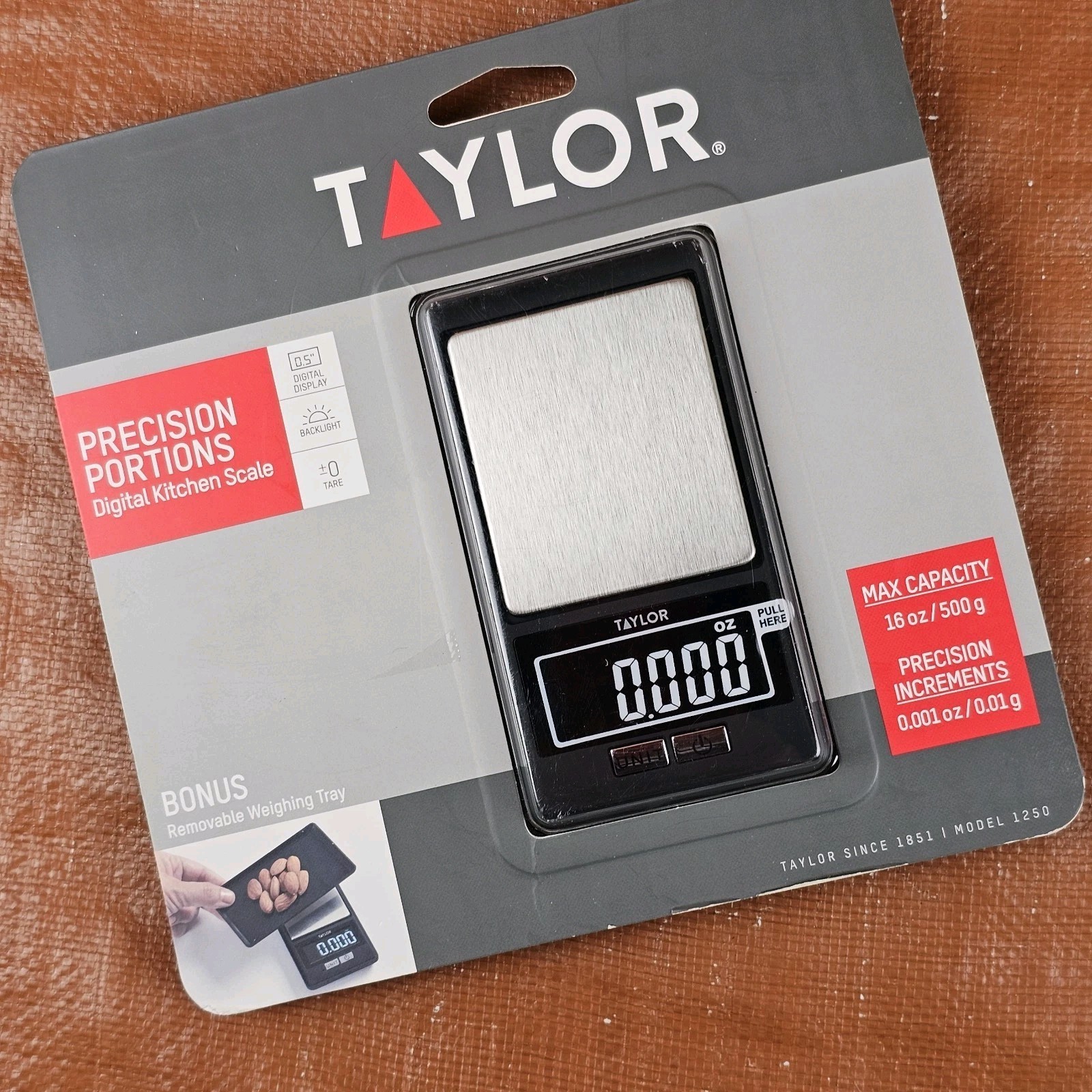 TAYLOR PRECISION PORTIONS DIGITAL KITCHEN SCALE, (16 oz/500 g) NEW MFG. SEALED! gallery