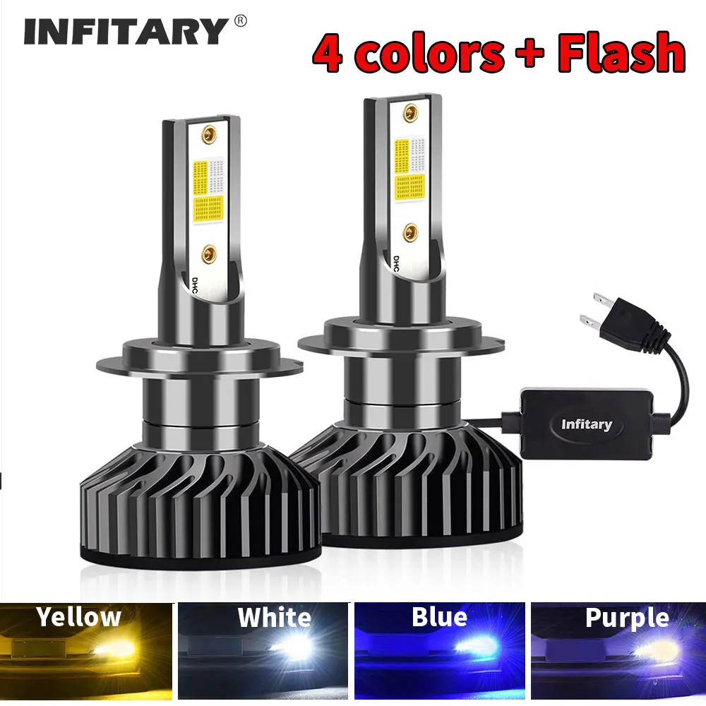 4 Colors Flash LED Car Headlights Auto H7 H4 H1 H3 H8 H9 H11 9005 9006 Flashing gallery