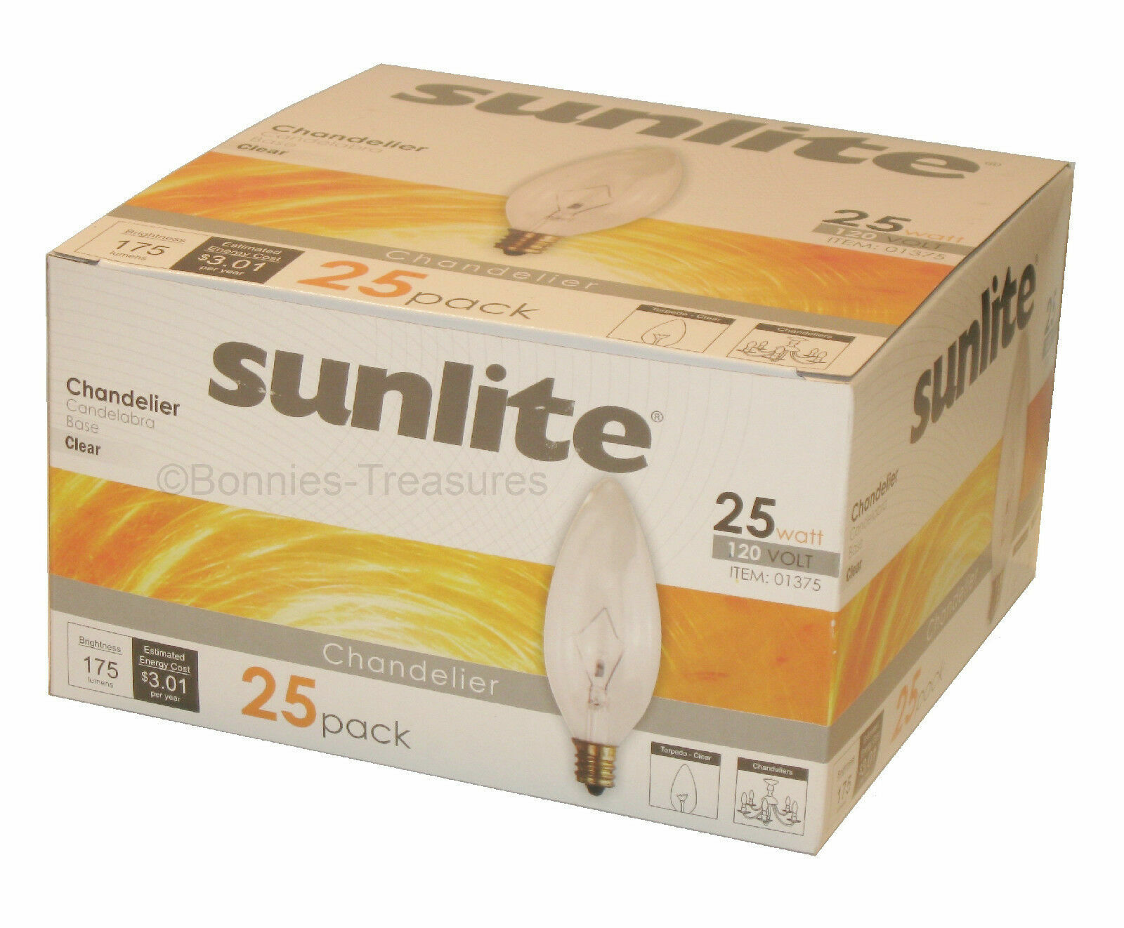 SUNLITE 25-pack 25W TORPEDO Light Bulb E12 Candelabra Base Chandelier 25 Watt gallery
