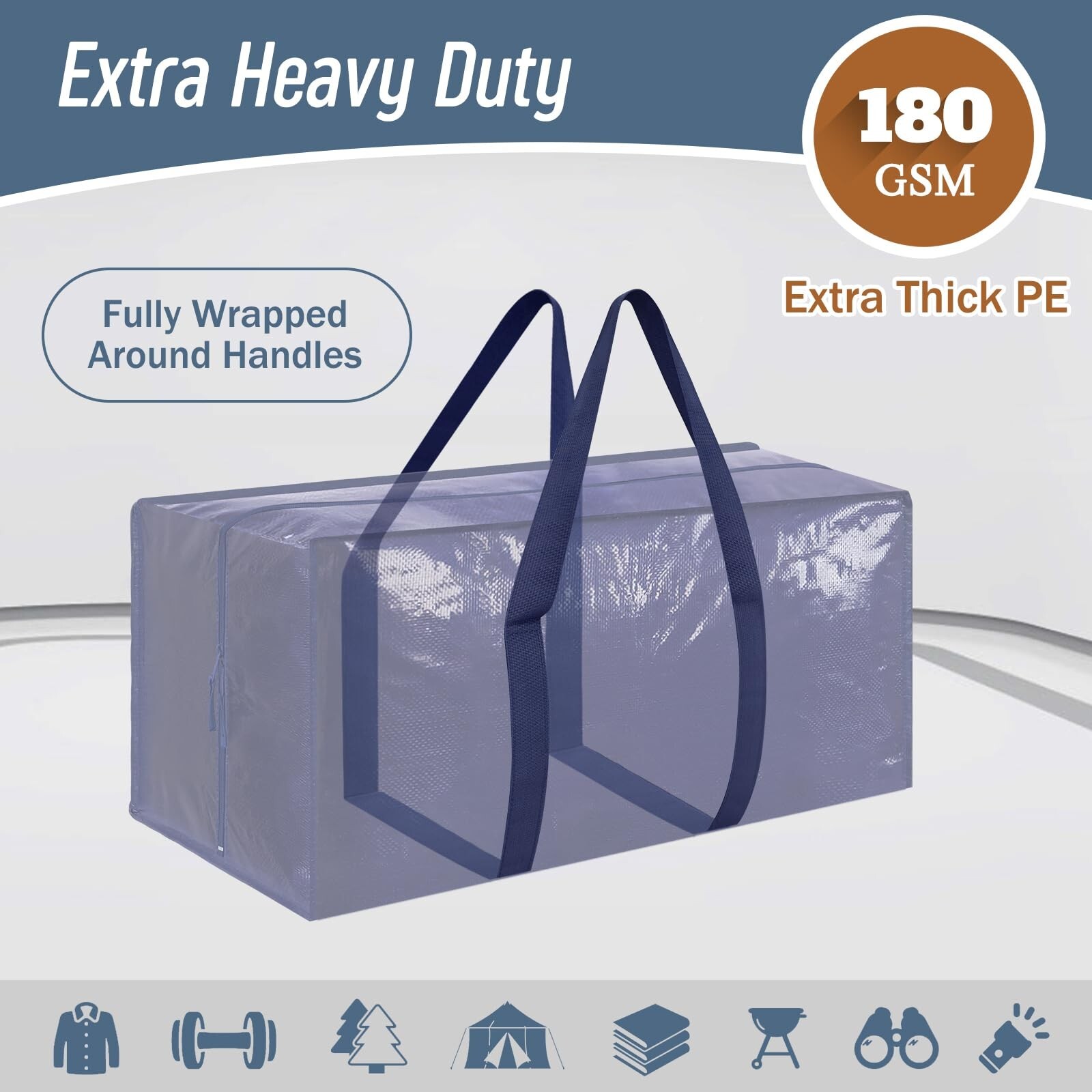 6 Pack Extra Heavy Duty Large Moving Bags with Strong Zipper & Comfortable Ha... gallery