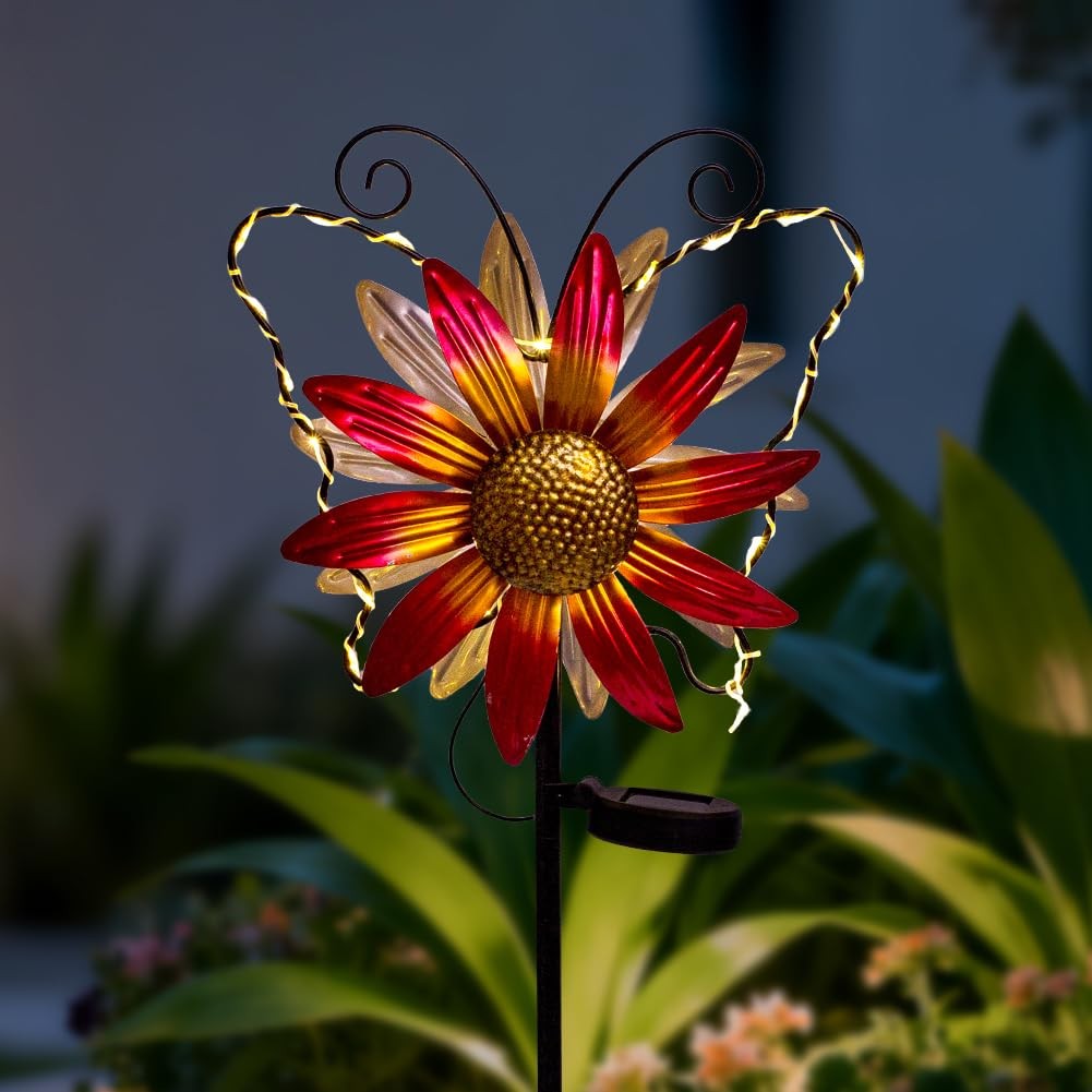 Solar Wind Spinners Outdoor,Butterfly Garden Windmill Metal Flower Wind Sculp... gallery