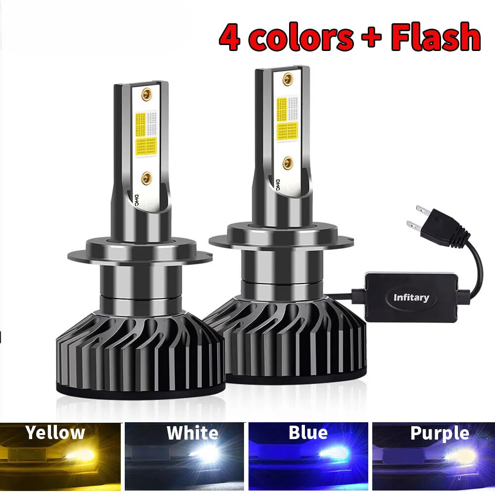 4 Colors And Flash LED Car Headlights Auto H7 H4 H1 H3 H8 H9 H11 9005 9006 gallery