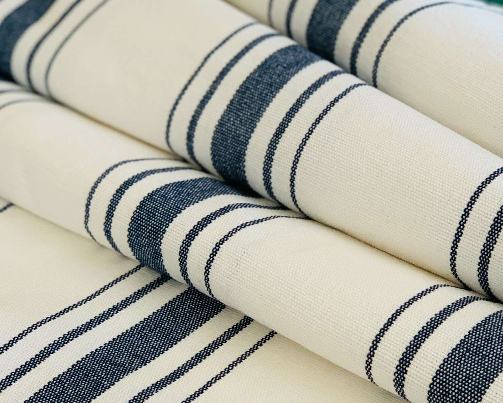 Farmhouse Stripe Navy and White Upholstery Fabric gallery