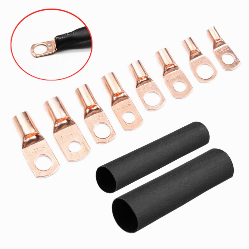 140Pcs Assortment Bare Ring Terminals Tinned Copper Battery Lugs Wire Connectors gallery