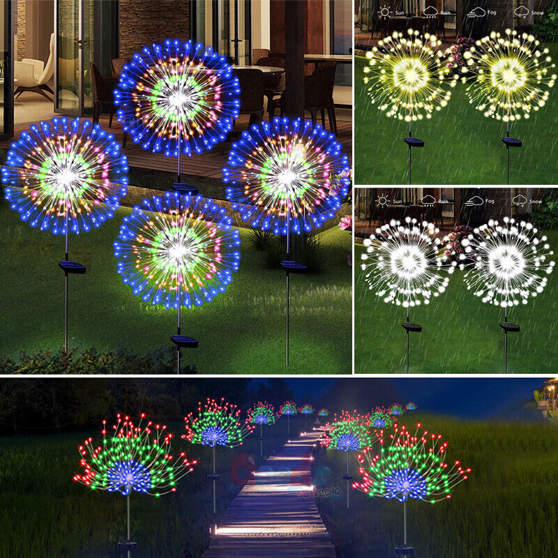 150 LED Solar Firework Lights String Outdoor Waterproof Path Lawn Garden Decor gallery