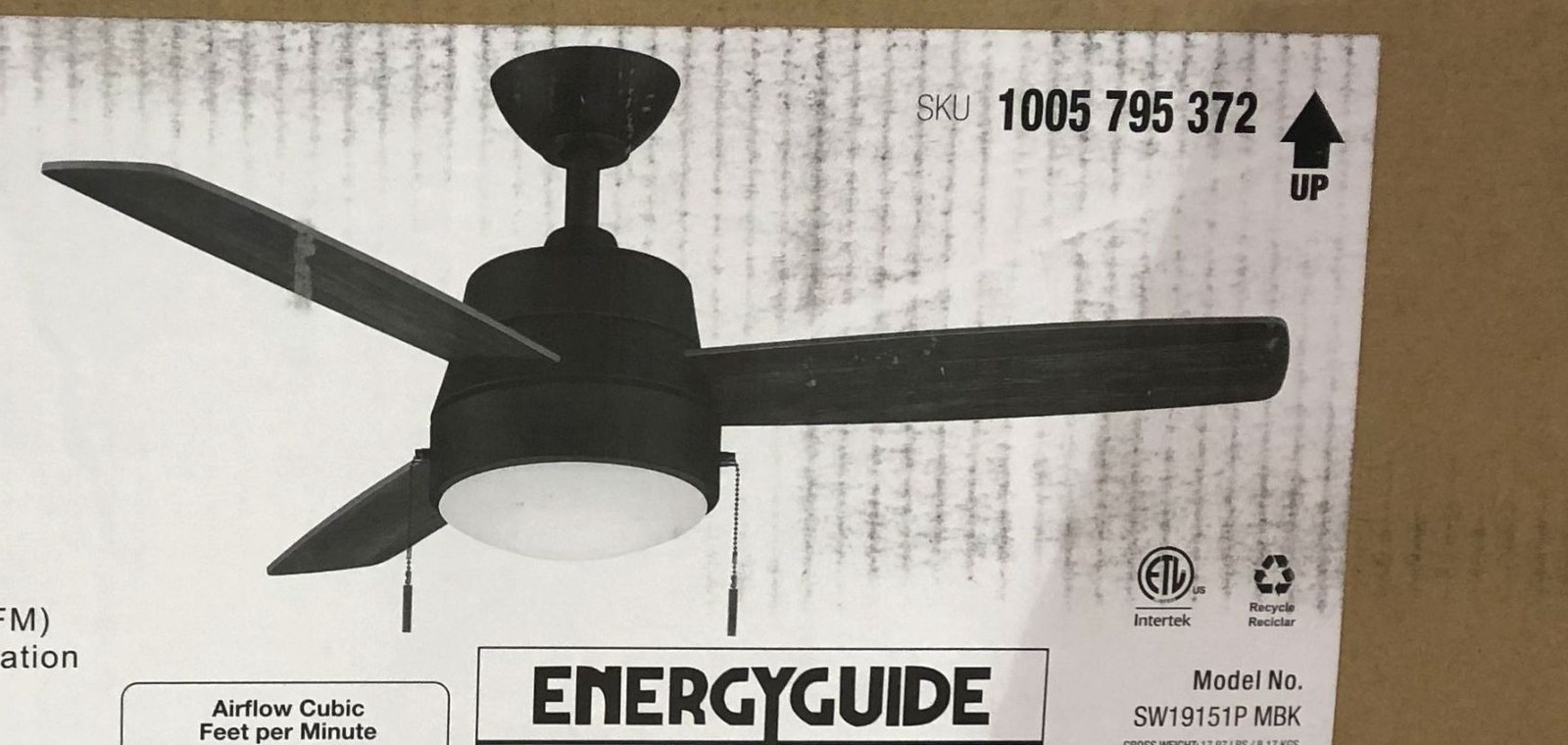 Hampton Bay Caprice 44 in LED Indoor Matte Black Ceiling Fan ANTIQUE WOOD BLADES gallery
