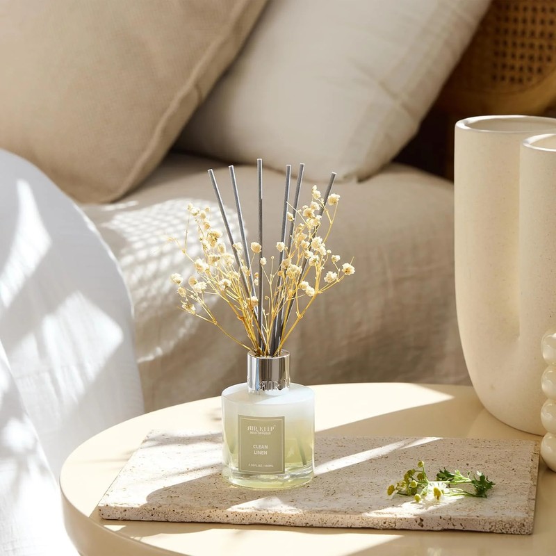 Airkeep Reed Diffuser Set,3.38 fl oz (100 ml) - Clean Linen Oil Diffusers with 8 gallery
