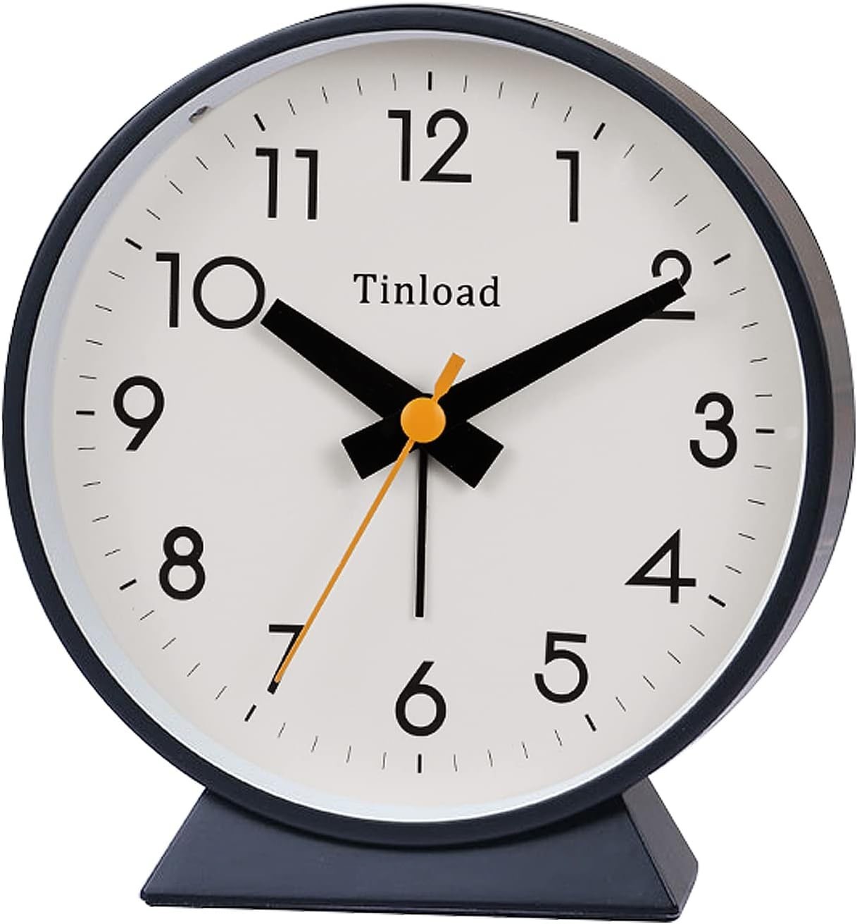 Tinload 4.5" Retro Analog Alarm Clock Silent Battery Operated Round Clock - SKU3 gallery