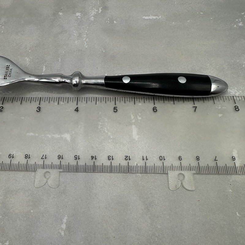 Black Handle Stainless Flatware Riveted Handle Choice Fork Spoon Knife Sets Vtg gallery