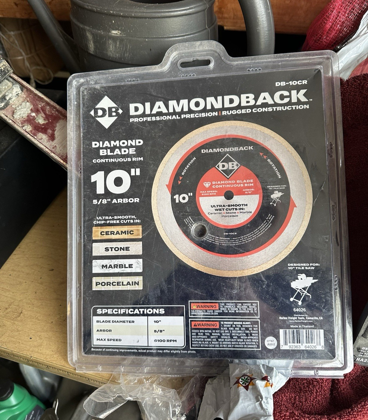 Diamondback DB-10CR 10" Continuous Rim Diamond Saw Blade 5/8" Arbor Tile gallery