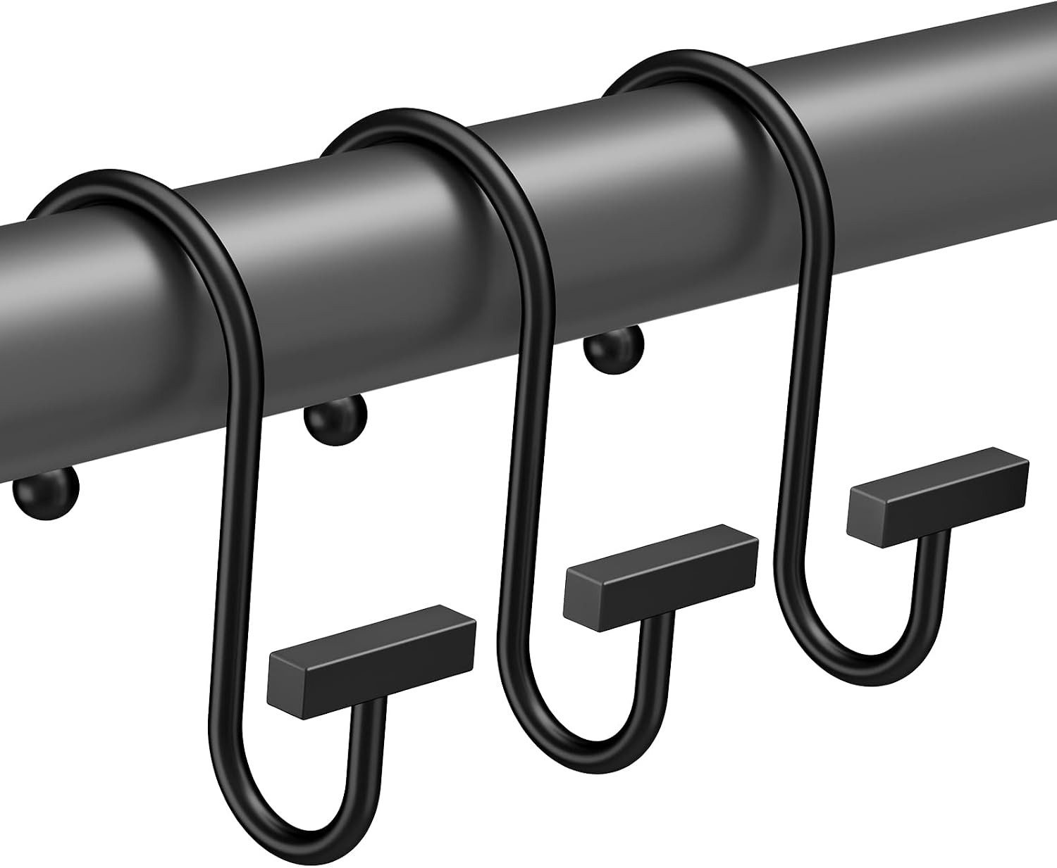 Shower Curtain Hooks, Black Shower Curtain Rings Rust Proof, 12PCS Shower gallery