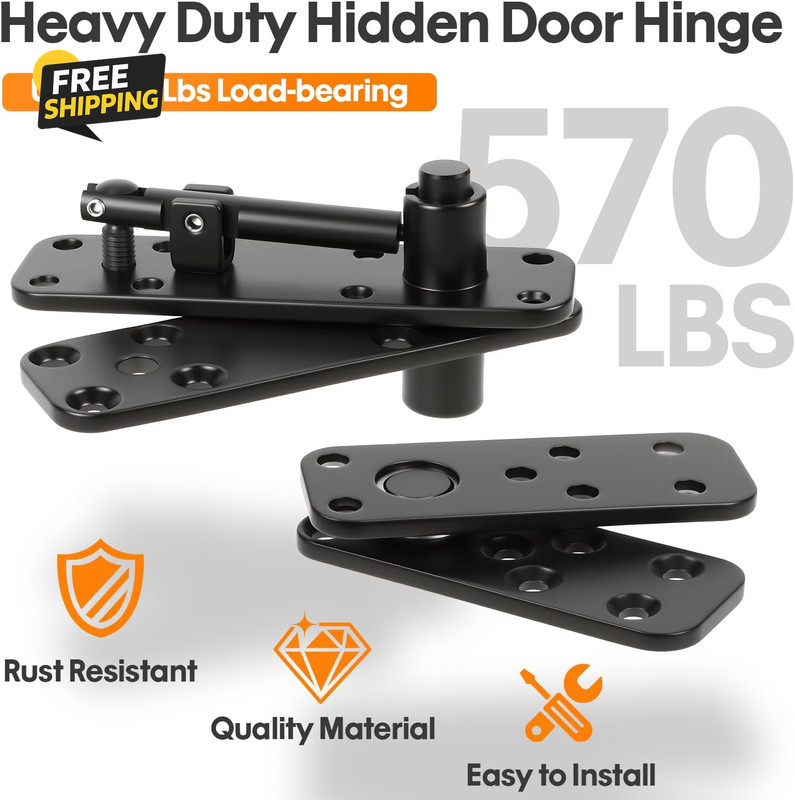 Pivot Hinge Kit for Murphy Door, Hidden Door Hinge Hardware Kit, 570 Lbs gallery