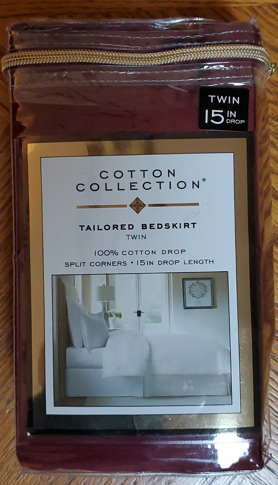 Levinsohn Cotton Collection Twin Tailored Bedskirt 15 in drop Burgundy 39” X 75” gallery