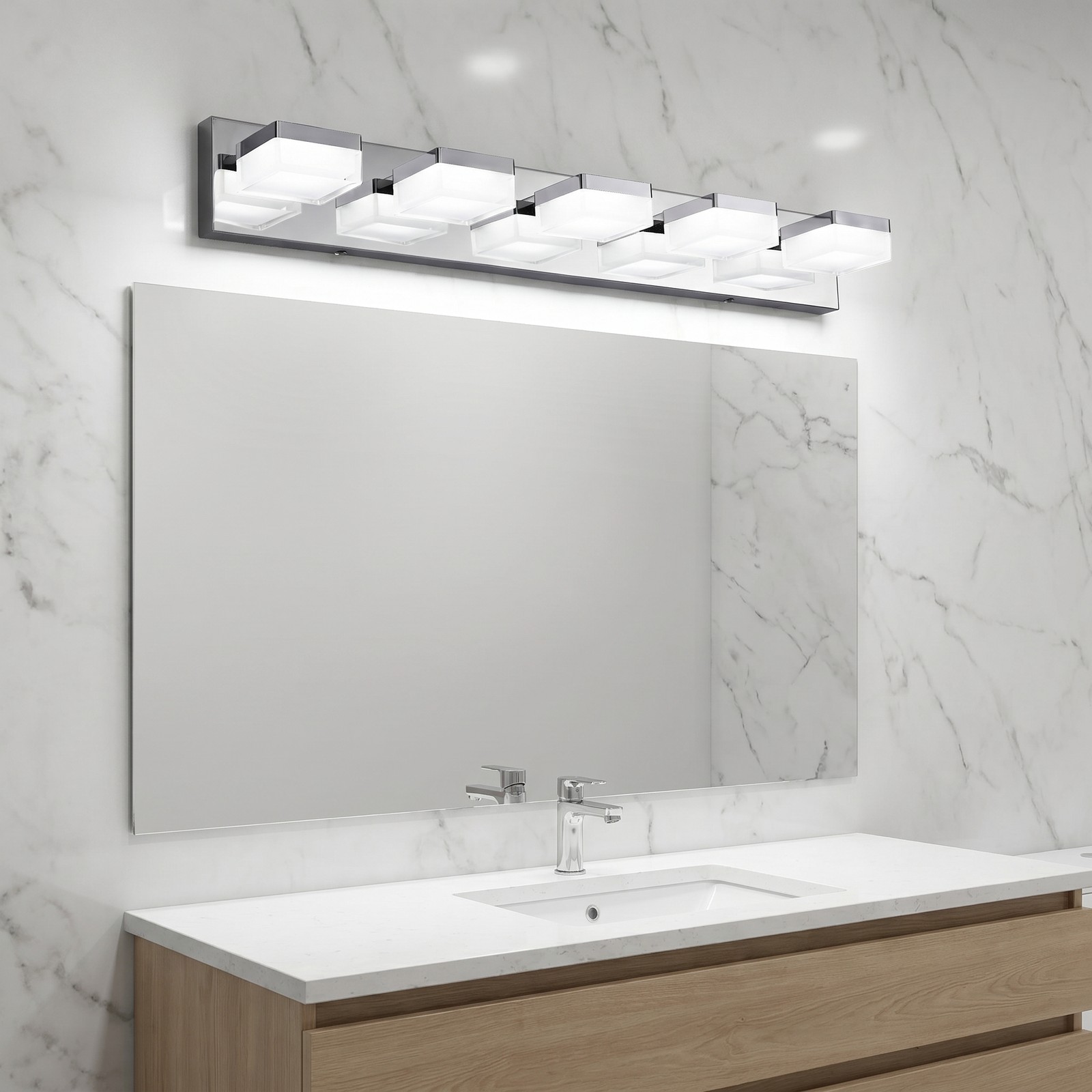 31'' Modern Chrome Vanity Light 5 Lights LED Bathroom Mirror Wall Sconce Fixture gallery