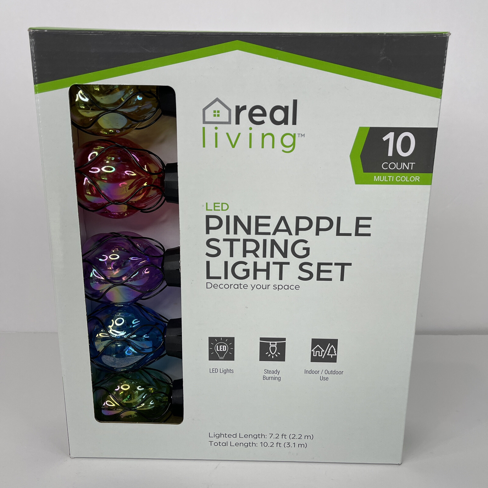 Real Living LED Pineapple String Lights Multicolor 10CT Indoor Outdoor 7.2 Ft gallery