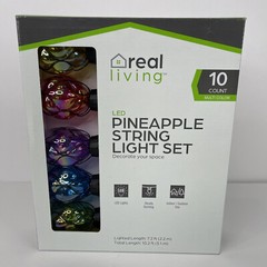 Real Living LED Pineapple String Lights Multicolor 10CT Indoor Outdoor 7.2 Ft