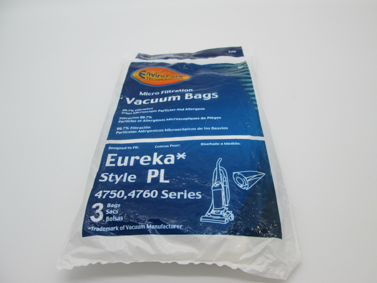 Enviro Care Technologies Micro Filtration Vacuum Bags Eureka Type PL pack of 3 gallery