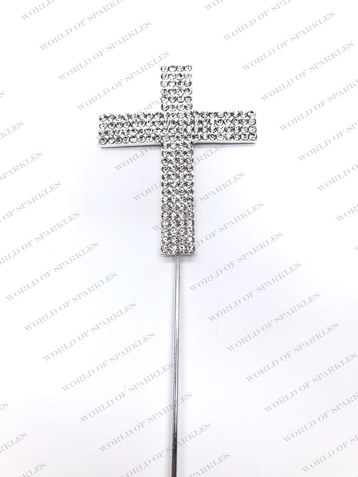 4 Row Diamante Cross Cake Topper Silver Holy Communion Christening Decoration D6 gallery