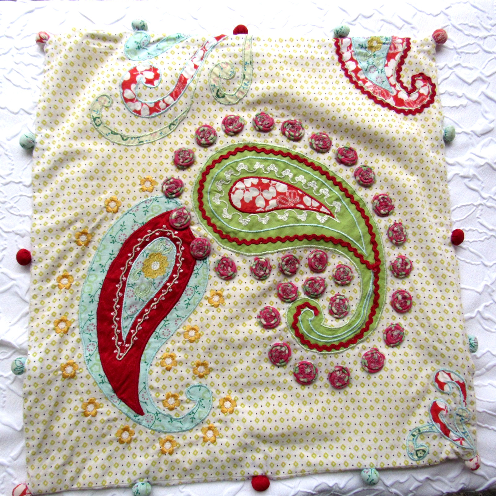 Pier One Pillow Case Cover Zips Colorful Boho 15x16 Cotton 3D POM POM 15x16 gallery