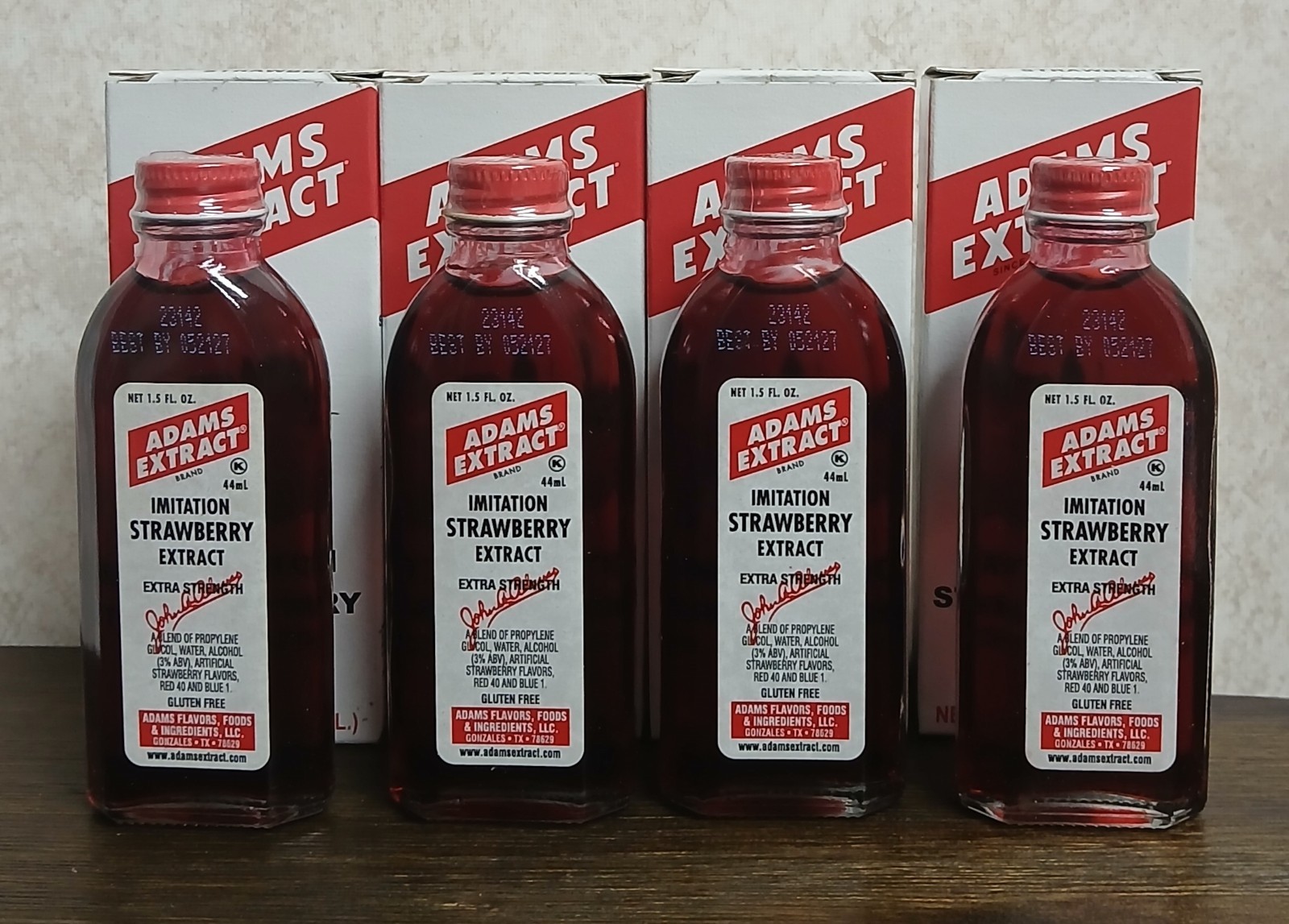 Adams Extract Imitation Strawberry Extract 4 (1.5 Oz Bottles) Exp May 21, 2027 gallery