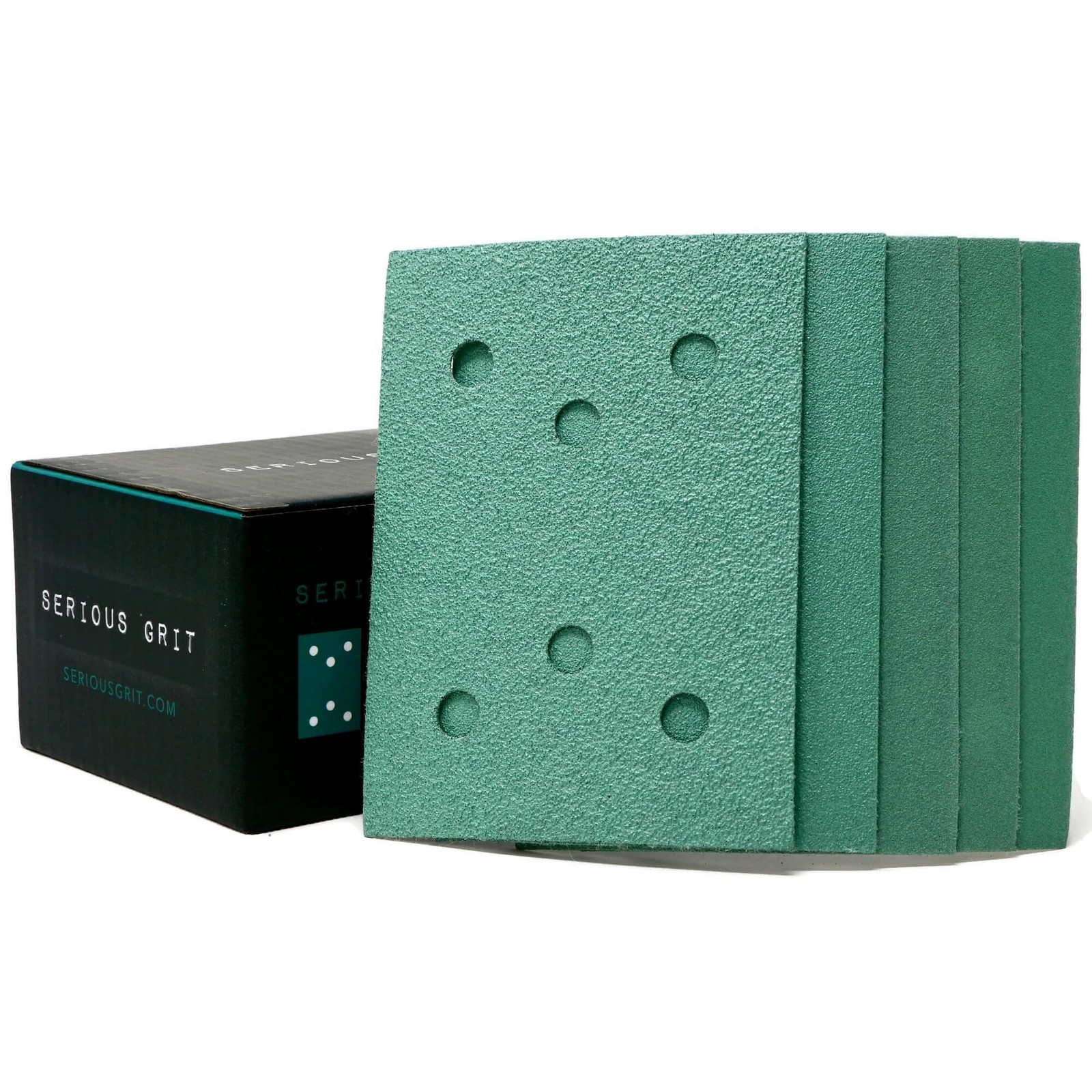 Serious Grit - 3" x 4" 6-Hole Assorted Sanding Sheets Mixed Grit, Green gallery