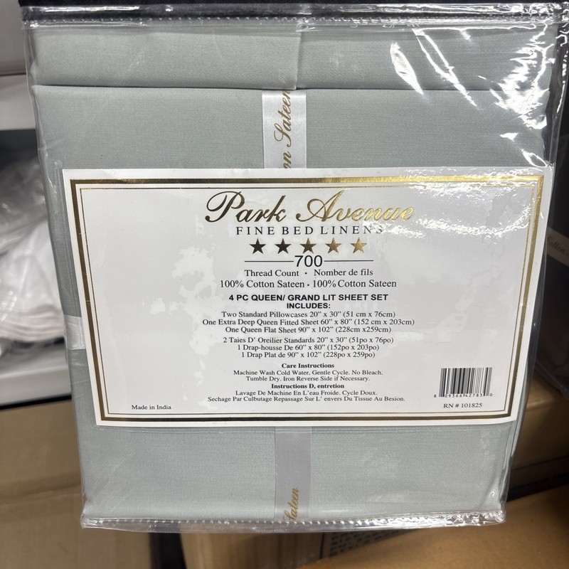 QUEEN SHEET SET Park Avenue 700 Thread Count 100% Cotton SATEEN SILVER NEW !! gallery