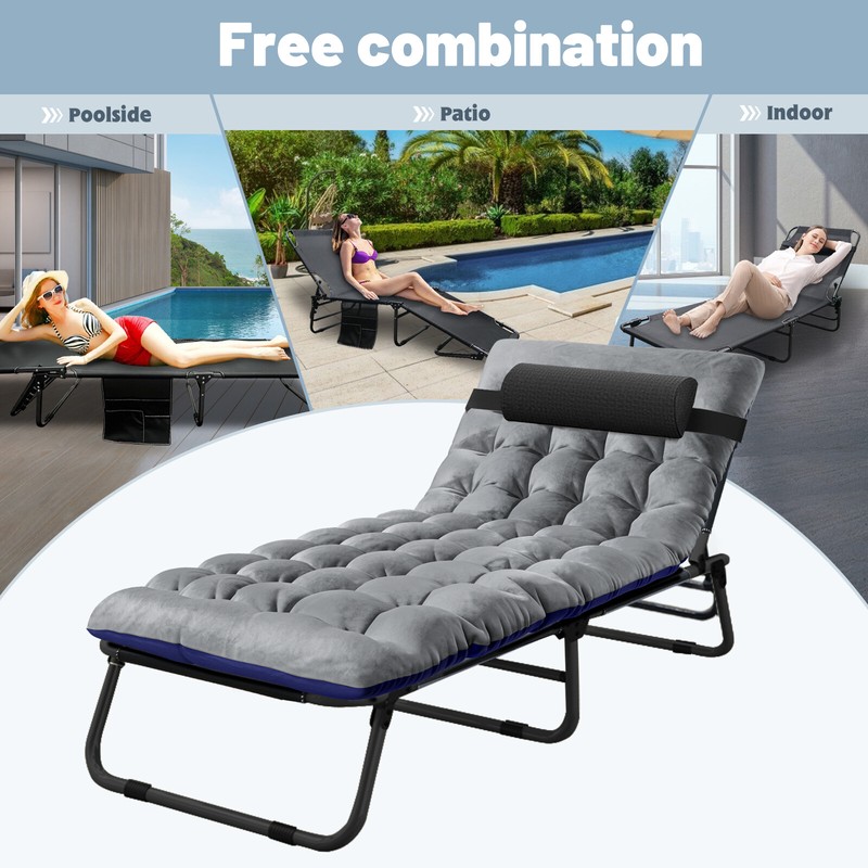 Begonia.K 4-Position Adjustable Bed Reclining Patio Lounge Chair Folding Chaise gallery